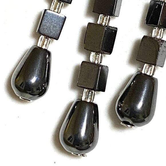 2/20$, Natural Gemstone Hematite Gothic Chandelier Sterling Silver Earrings - Picture 4 of 11